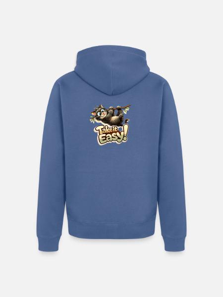 Take It Easy Sloth Graphic - Unisex Premium Organic Zip Hoodie - stone blue