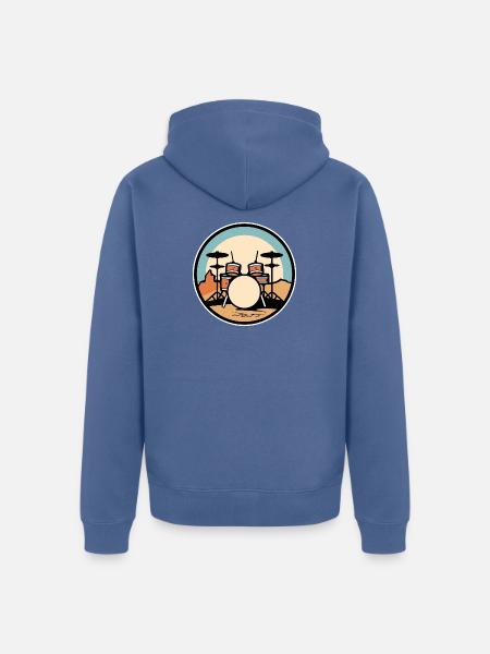 Drum Kit Artwork - Unisex Premium Organic Zip Hoodie - stone blue