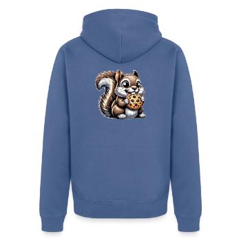 Écureuil drôle adore le dessert des biscuits - Veste à capuche bio Premium Unisexe - bleu pierre - Dos - Nico (187cm)