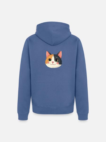 cute cat face - Unisex Premium Organic Zip Hoodie - stone blue 