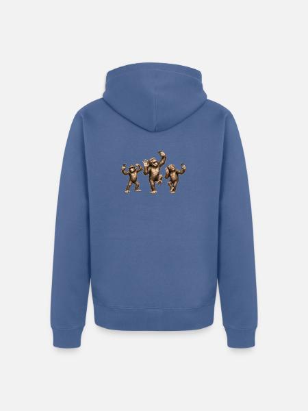 Chimp Selfie Squad - Unisex Premium Organic Zip Hoodie - stone blue 