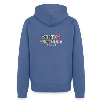 "Winter Wonderland" Festive Holiday Typography Art - Unisex Premium Organic Zip Hoodie - stone blue  - Back - Nico (187cm)