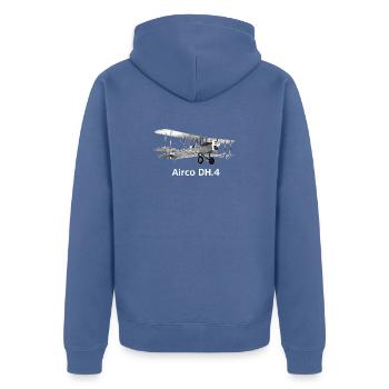 DH4 Biplane Vol Vintage - Veste à capuche bio Premium Unisexe - bleu pierre - Dos - Nico (187cm)