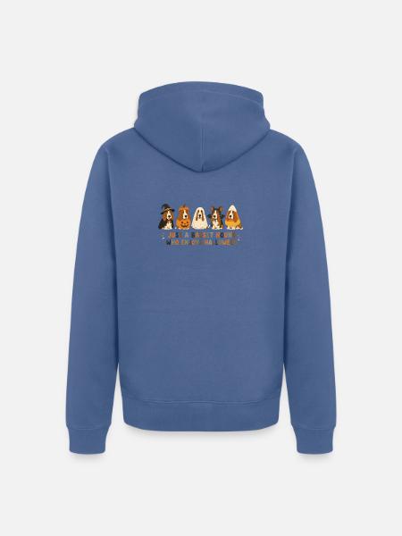 Halloween Basset Hound Crew - Unisex Premium Organic Zip Hoodie - stone blue