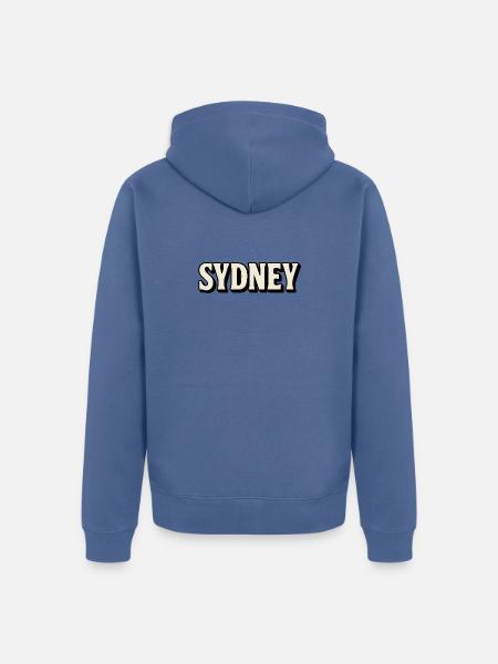Sydney Retro Bold Lettering - Unisex Premium Organic Zip Hoodie - stone blue