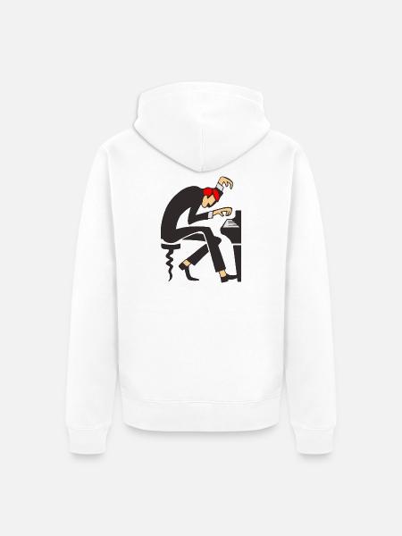 Piano Maestro Dizzy Pose - Unisex Premium Organic Zip Hoodie - white