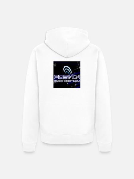 Vida Radio Cristiana Neon Logo - Unisex Premium Organic Zip Hoodie - white