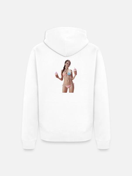 Pastel Ice Cream Cone Illustration - Unisex Premium Organic Zip Hoodie - white