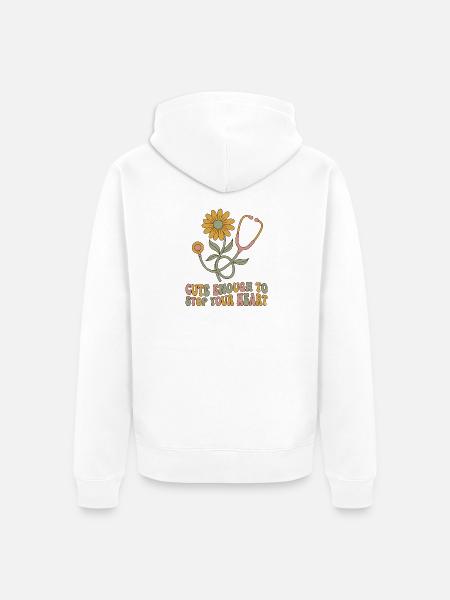 Blooming Heartbeat Stethoscope - Unisex Premium Organic Zip Hoodie - white