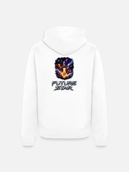 Future Star Rocket Burst - Unisex Premium Organic Zip Hoodie - white