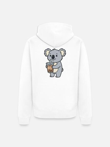 koala bubble tea - Unisex Premium Organic Zip Hoodie - white