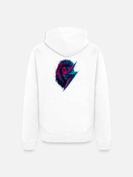 Glitched lion thunderbolt mix - Unisex Premium Organic Zip Hoodie - white
