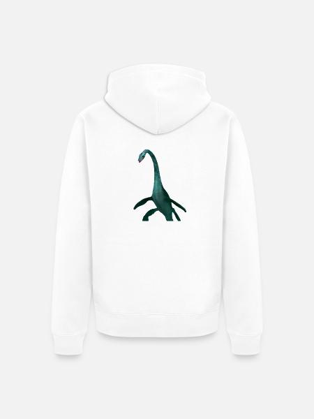 Emerald Long Neck Dino Tee - Unisex Premium Organic Zip Hoodie - white