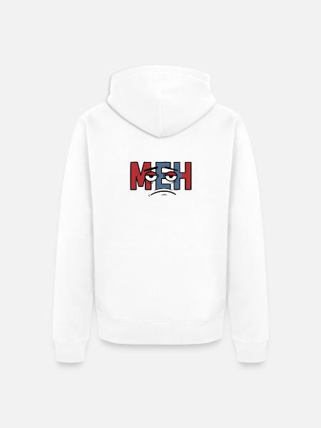 Meh Expression Bold Typography - Unisex Premium Organic Zip Hoodie - white