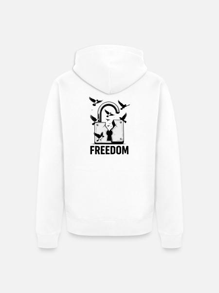 Freedom Breaks All Locks - Unisex Premium Organic Zip Hoodie - white