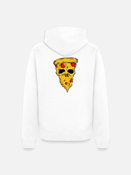 Neon Skull Pizza Slice - Unisex Premium Organic Zip Hoodie - white