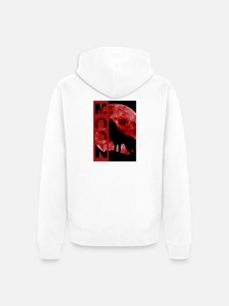 Moonlit Wolf Howl Silhouette - Unisex Premium Organic Zip Hoodie - white