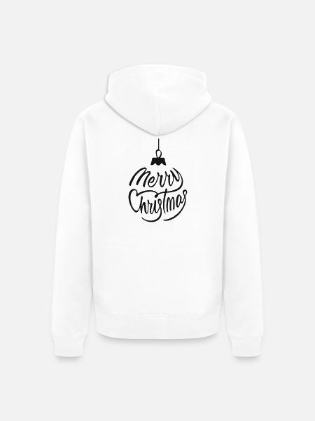 Merry Christmas Script Ornament - Unisex Premium Organic Zip Hoodie - white