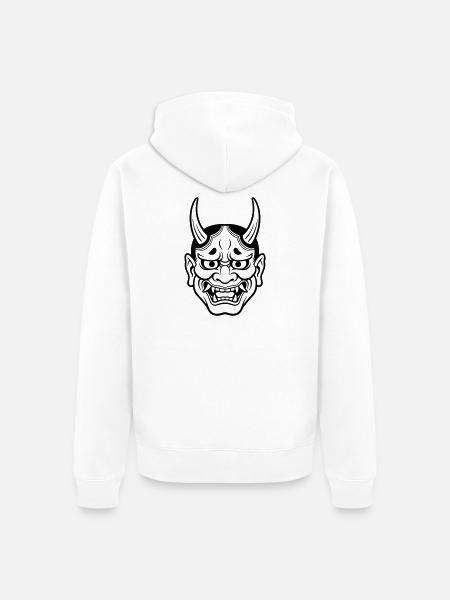 japanese demon mask - Unisex Premium Organic Zip Hoodie - white
