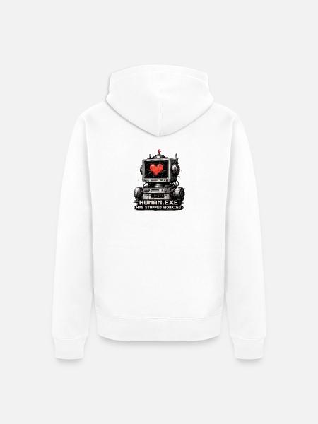 Heartbeat Robot: Human.Exe Stopped - Unisex Premium Organic Zip Hoodie - white