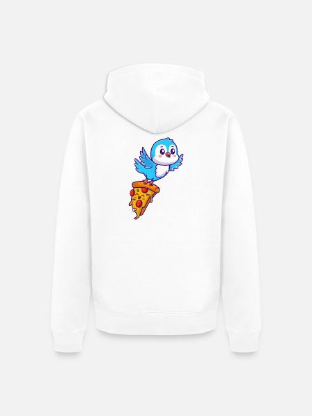 Pizza Pal Penguin on Slice - Unisex Premium Organic Zip Hoodie - white