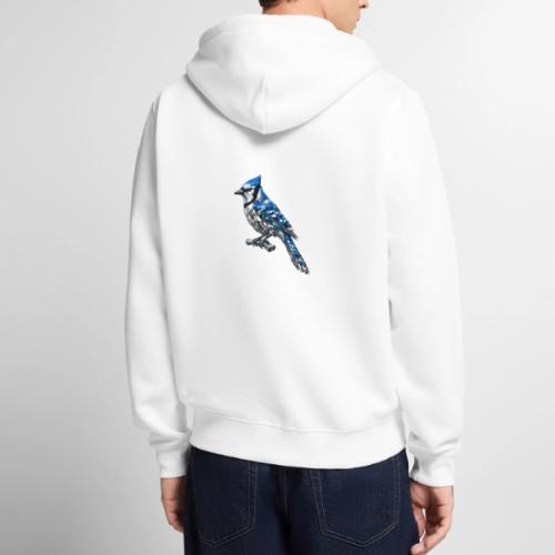 Silver Blue Jay on Perch - Unisex Premium Organic Zip Hoodie