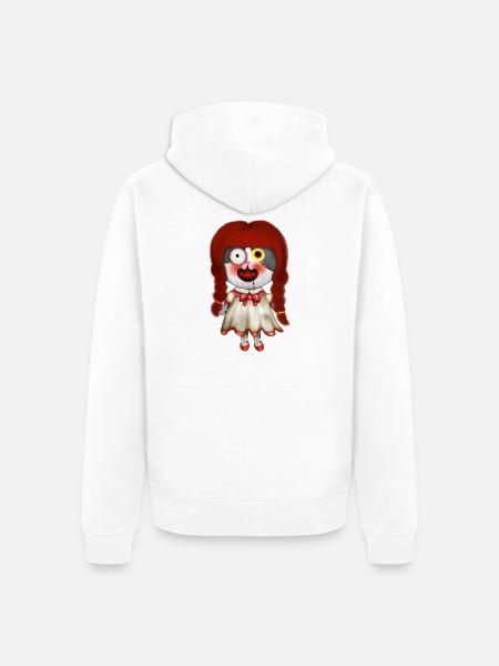 Spooky Retro Doll Design - Unisex Premium Organic Zip Hoodie - white