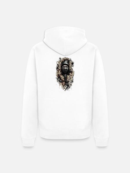 face mask demon - Unisex Premium Organic Zip Hoodie - white