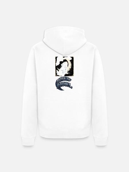 Moonlit Wolf Howl - Unisex Premium Organic Zip Hoodie - white