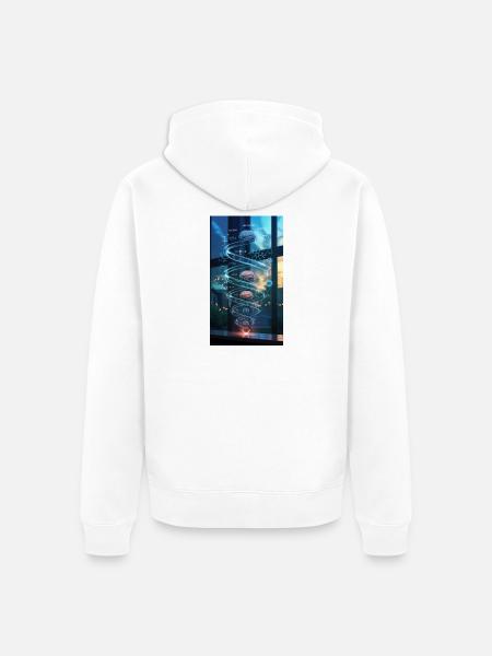 Neon Brain Spiral Science - Unisex Premium Organic Zip Hoodie - white