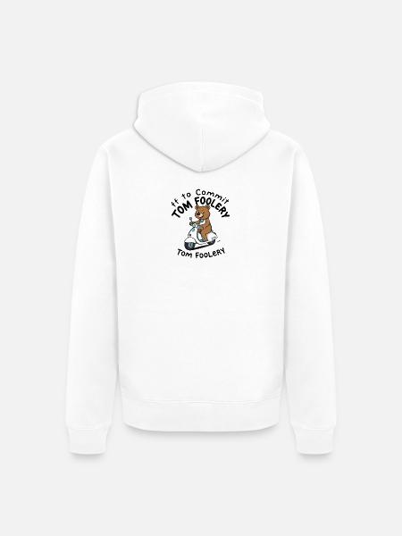 Cute Bear Riding Scooter Illustration - Unisex Premium Organic Zip Hoodie - white