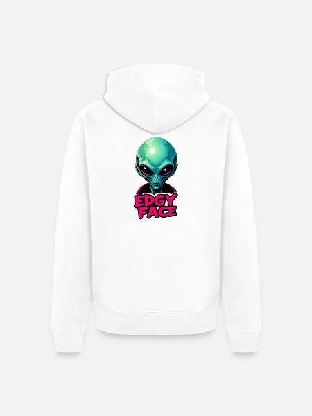 Edgy Face Martian - Unisex Premium Organic Zip Hoodie - white