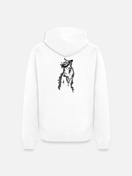 Lone Wolf Moonlit Silhouette - Unisex Premium Organic Zip Hoodie - white