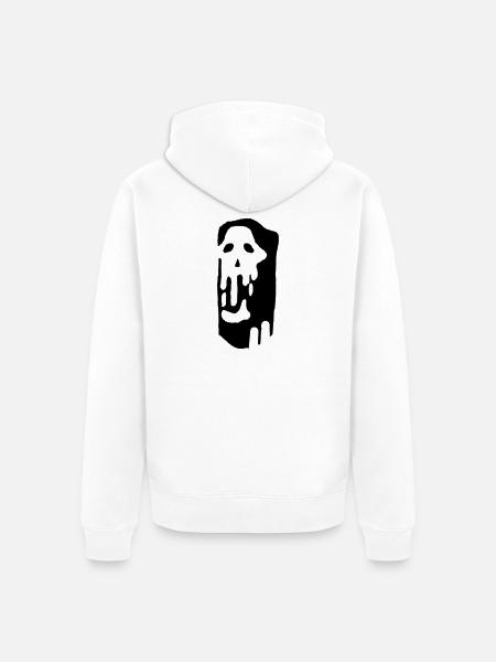 Melting Skull Glyph - Unisex Premium Organic Zip Hoodie - white