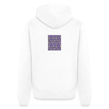 Purple Bloom Floral Motif - Unisex Premium Organic Zip Hoodie - white - Back - Nico (187cm)
