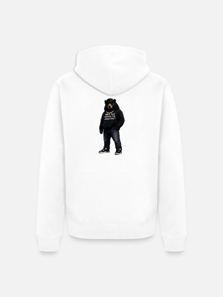 Midnight Bear Hoodie Pun - Unisex Premium Organic Zip Hoodie - white
