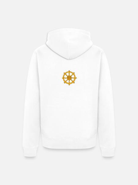 Golden Ship Wheel Emblem - Unisex Premium Organic Zip Hoodie - white
