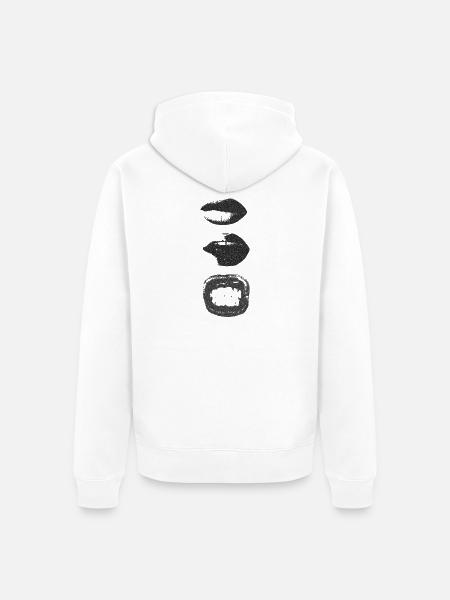 Mono Lip Print Kiss Pattern - Unisex Premium Organic Zip Hoodie - white