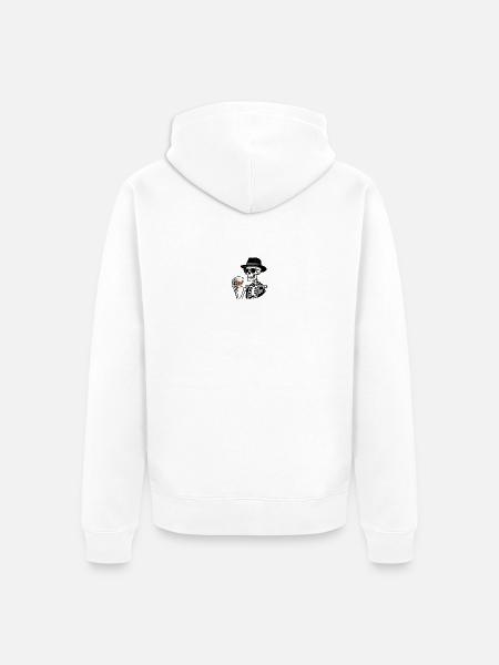 Skeleton Whiskey Noir - Unisex Premium Organic Zip Hoodie - white
