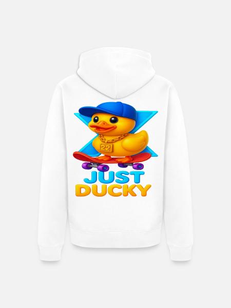 Just Ducky X22 - Unisex Premium Organic Zip Hoodie - white