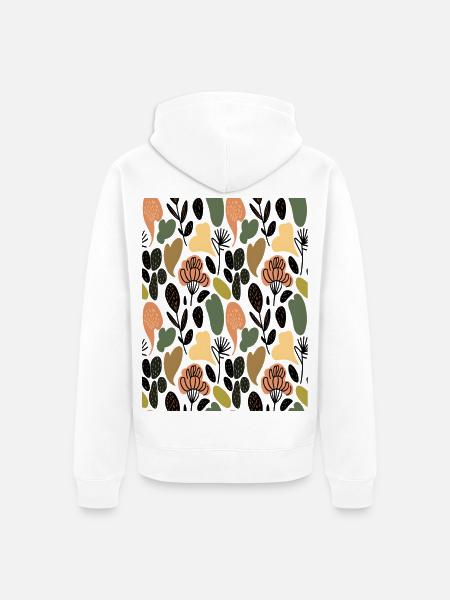 Rustic Botanical Floral Pattern - Unisex Premium Organic Zip Hoodie - white