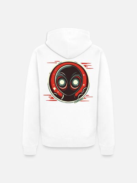 Cosmic Alien Face Illustration - Unisex Premium Organic Zip Hoodie - white