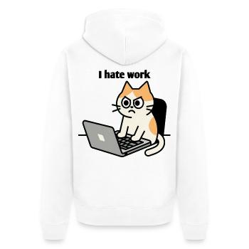 Furious Cat Tech Meme Design "Aniverse Cats" - Unisex Premium Organic Zip Hoodie - white - Back - Nico (187cm)