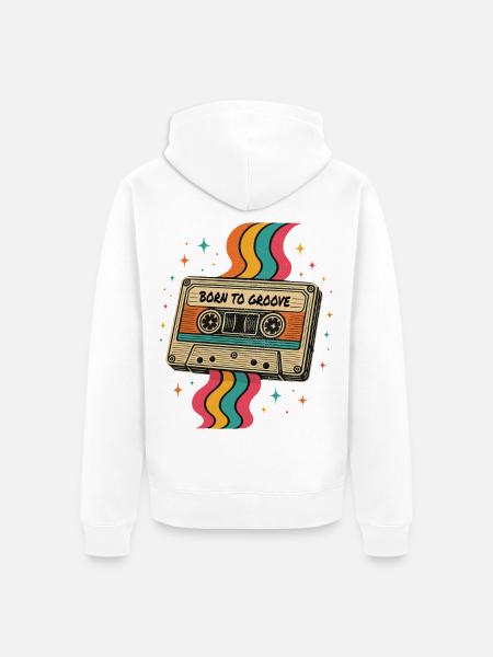 Vintage Boho Cassette Tape Design - Unisex Premium Organic Zip Hoodie - white