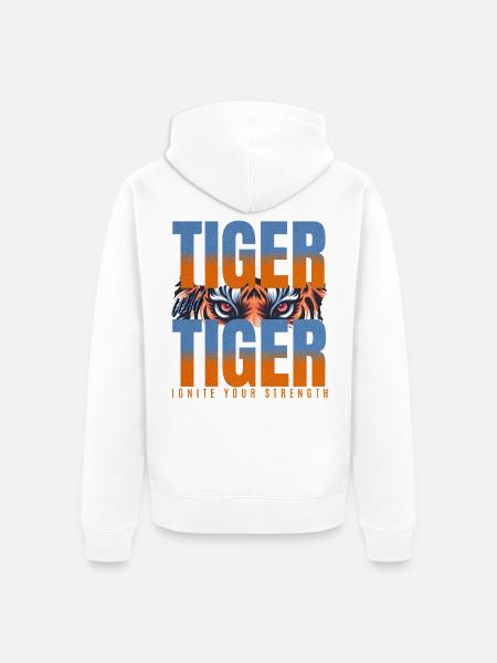 Tiger Ignite Strength - Unisex Premium Organic Zip Hoodie - white