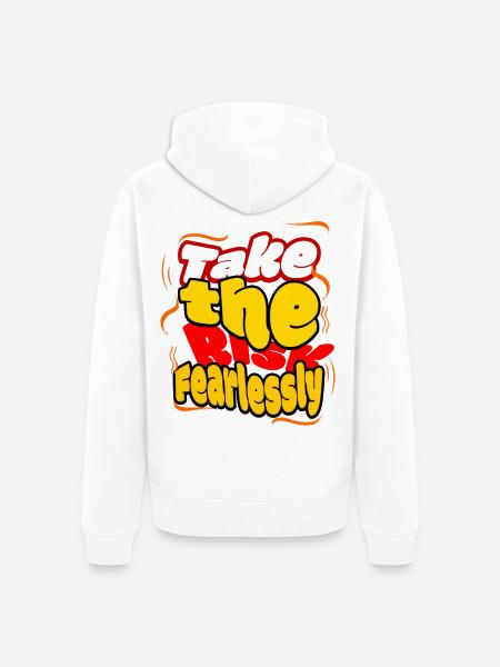 Fearless Tshirt - Unisex Premium Organic Zip Hoodie - white