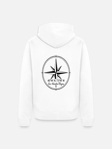 Compass Rose Adventure - Unisex Premium Organic Zip Hoodie - white