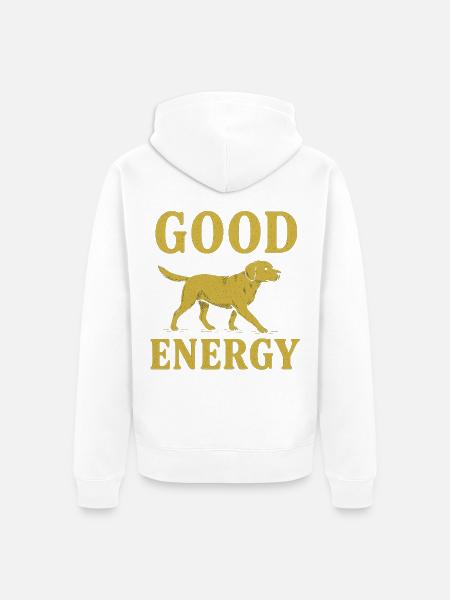 Good Energy Dog Illustration - Unisex Premium Organic Zip Hoodie - white