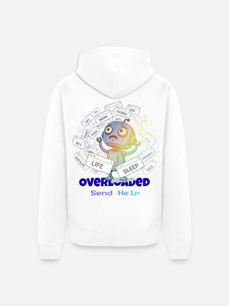 Overloaded Life Robot - Unisex Premium Organic Zip Hoodie - white