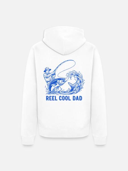 Reel Cool Dad Fishing - Unisex Premium Organic Zip Hoodie - white